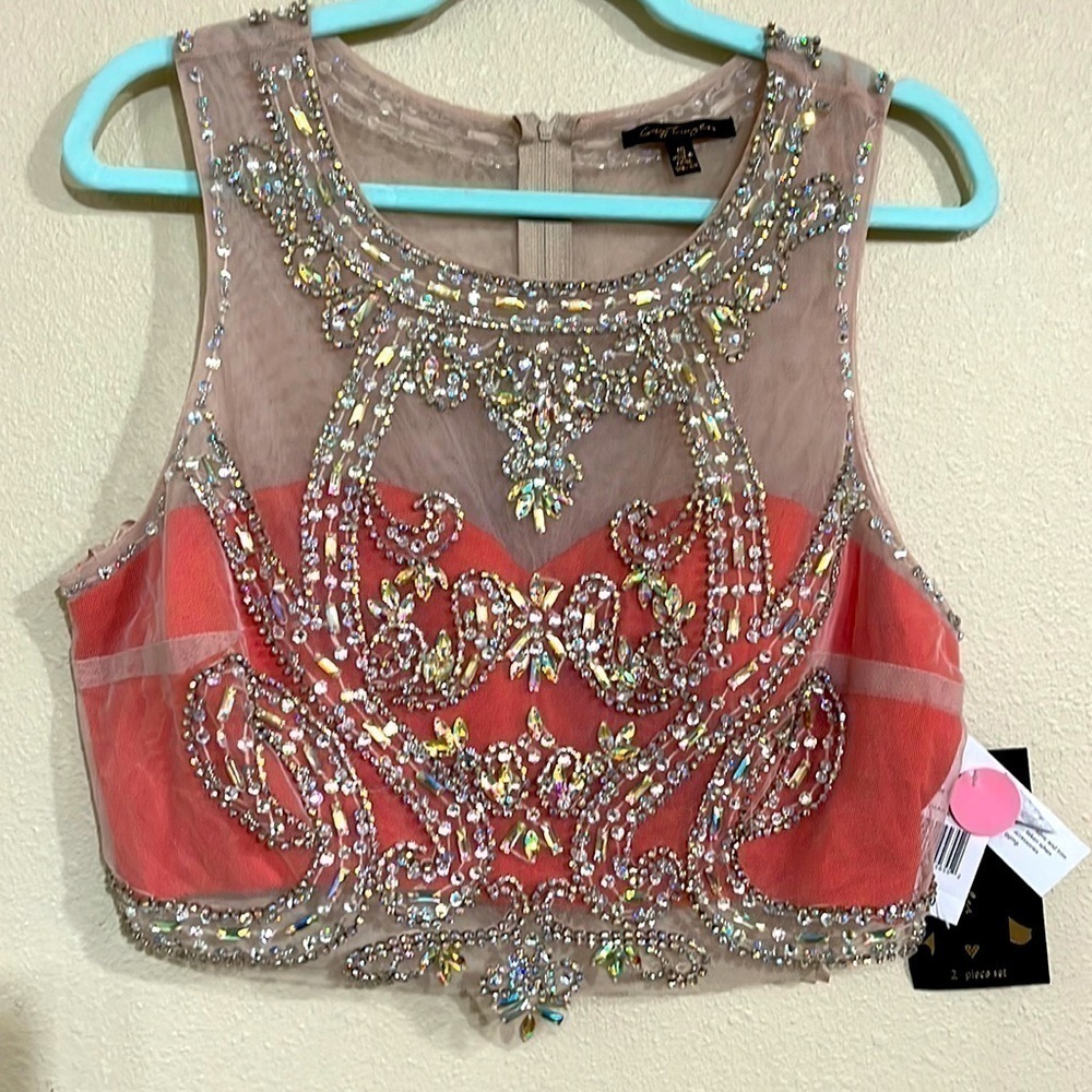 City Triangle dropes Sequin sleeveless top prom wedding cocktail NWT